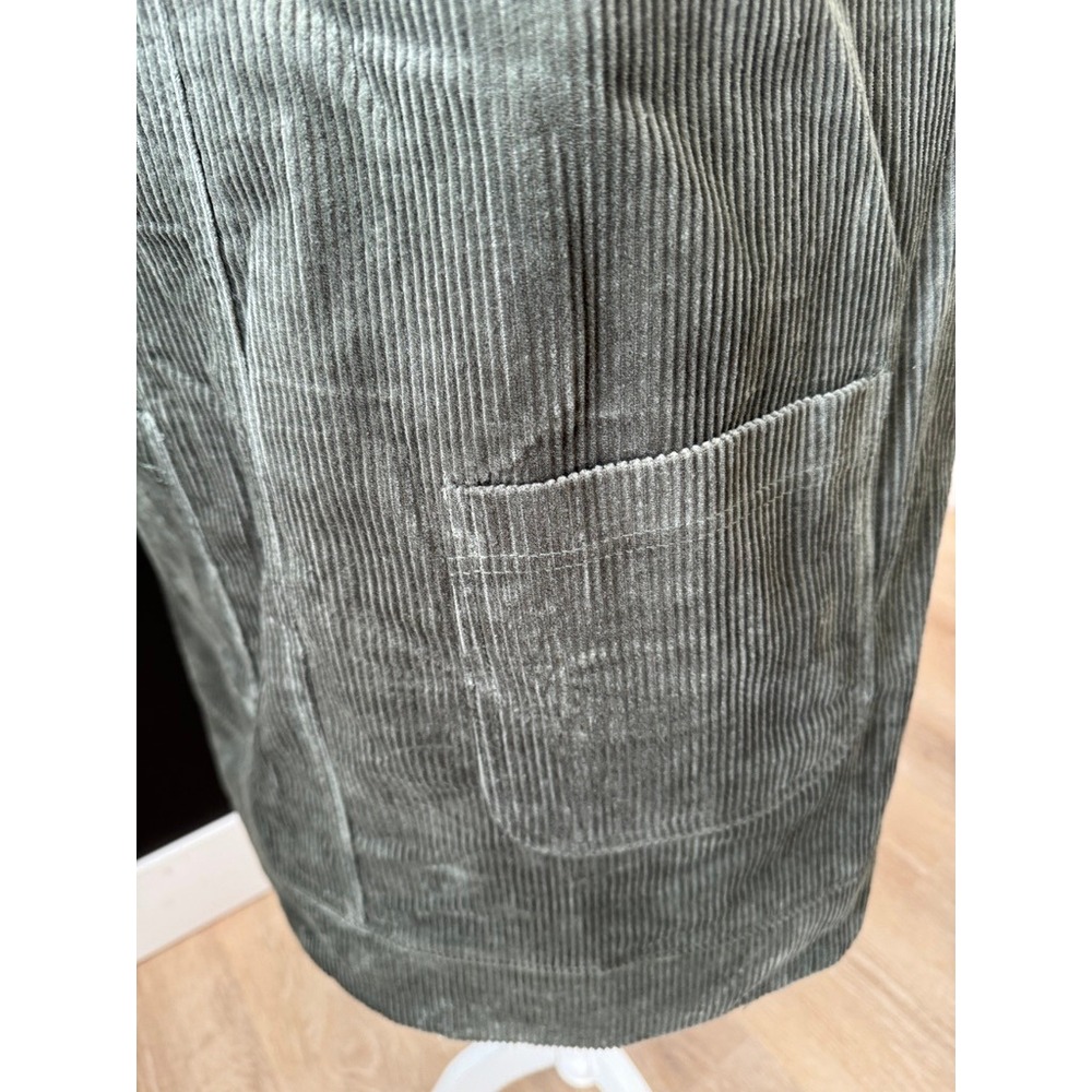 Hooever Olive Green Corduroy Pinafore Dress Sleeveless Scoop Neck Jumper NWT - Picture 2 of 4